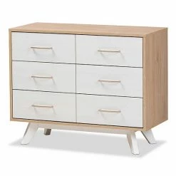 Baxton Studio Mid-Century Two-Tone 6-Drawer Dresser