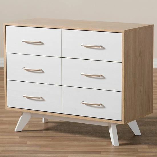 Baxton Studio Mid-Century Two-Tone 6-Drawer Dresser 2 Baxton Studio Mid-Century Two-Tone 6-Drawer Dresser - Image 2