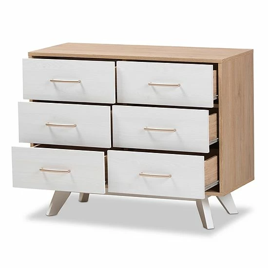 Baxton Studio Mid-Century Two-Tone 6-Drawer Dresser 3 Baxton Studio Mid-Century Two-Tone 6-Drawer Dresser - Image 3