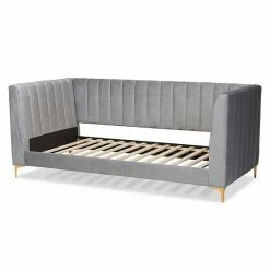 Baxton Studio Oksana Velvet Daybed Light Gray Gold 9 Baxton Studio Oksana Velvet Daybed Light Gray Gold -Baxton Studio Sales unnamed file 4238