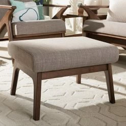 Baxton Studio Bianca Gray Mid-Century Modern Ottoman