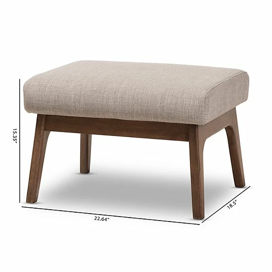 Baxton Studio Bianca Gray Mid-Century Modern Ottoman 3 Baxton Studio Bianca Gray Mid-Century Modern Ottoman - Image 3