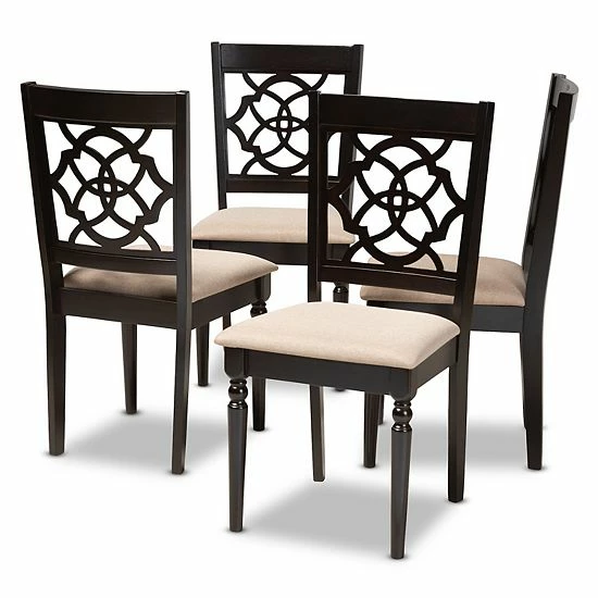 Baxton Studio Renaud Dining Chair 4-Piece Set Beige Khaki 7 Baxton Studio Renaud Dining Chair 4-Piece Set Beige Khaki - Image 7