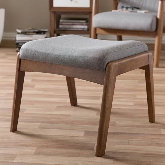 Baxton Studio Roxy Upholstered Ottoman Gray 1 Baxton Studio Roxy Upholstered Ottoman Gray