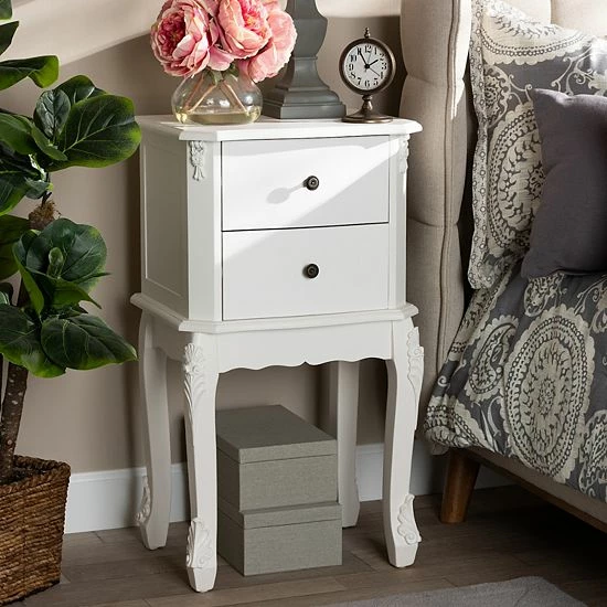 Baxton Studio Sophia White Nightstand 2 Baxton Studio Sophia White Nightstand - Image 2