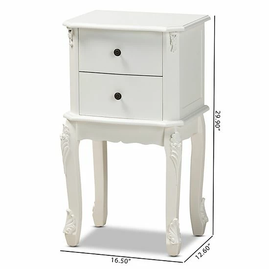 Baxton Studio Sophia White Nightstand 7 Baxton Studio Sophia White Nightstand - Image 7