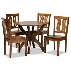 Baxton Studio Karla Dining 5-piece Set Walnut Brown