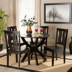 Baxton Studio Karla Dining 5-piece Set Walnut Brown -Baxton Studio Sales unnamed file 4336