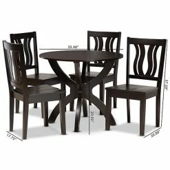 Baxton Studio Karla Dining 5-piece Set Walnut Brown -Baxton Studio Sales unnamed file 4337