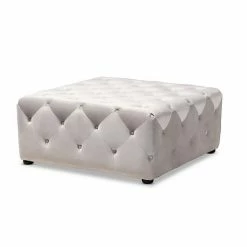Baxton Studio Calvetti Ottoman Blue