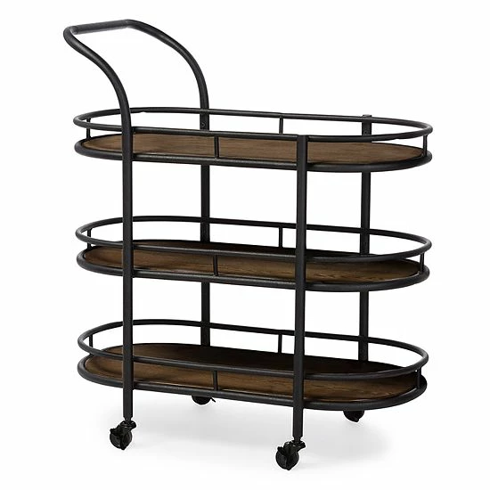 Baxton Studio Karlin Industrial Bar Cart 1 Baxton Studio Karlin Industrial Bar Cart