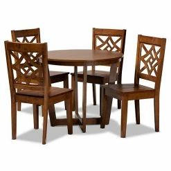 Baxton Studio Brava Dining 5-piece Set Dark Brown Walnut