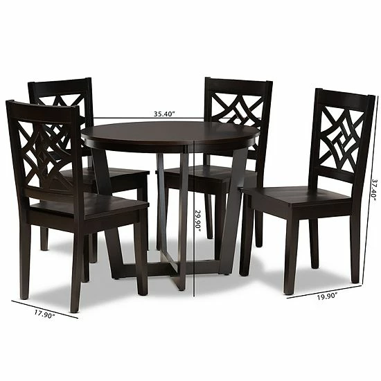 Baxton Studio Brava Dining 5-piece Set Dark Brown Walnut 8 Baxton Studio Brava Dining 5-piece Set Dark Brown Walnut - Image 8