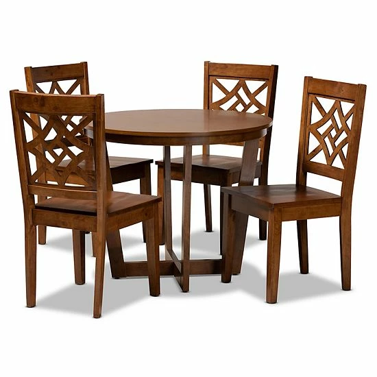 Baxton Studio Brava Dining 5-piece Set Dark Brown Walnut 9 Baxton Studio Brava Dining 5-piece Set Dark Brown Walnut - Image 9