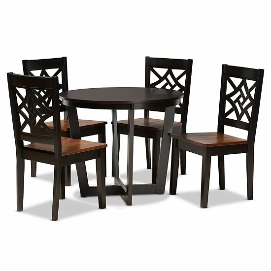 Baxton Studio Brava Dining 5-piece Set Dark Brown Walnut 10 Baxton Studio Brava Dining 5-piece Set Dark Brown Walnut - Image 10