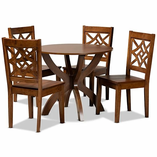Baxton Studio Anila Dining 5-piece Set Dark Brown Walnut 1 Baxton Studio Anila Dining 5-piece Set Dark Brown Walnut