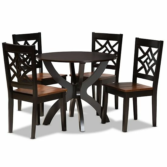 Baxton Studio Anila Dining 5-piece Set Dark Brown Walnut 10 Baxton Studio Anila Dining 5-piece Set Dark Brown Walnut - Image 10