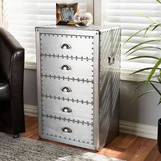 Baxton Studio Davet Silver Storage Cabinet 2 Baxton Studio Davet Silver Storage Cabinet - Image 2