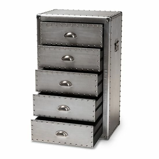 Baxton Studio Davet Silver Storage Cabinet 5 Baxton Studio Davet Silver Storage Cabinet - Image 5