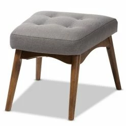 Baxton Studio Gray Mid-Century Ottoman