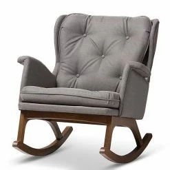 Baxton Studio Mid-Century Gray Rocking Chair