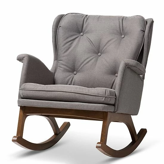 Baxton Studio Mid-Century Gray Rocking Chair 1 Baxton Studio Mid-Century Gray Rocking Chair