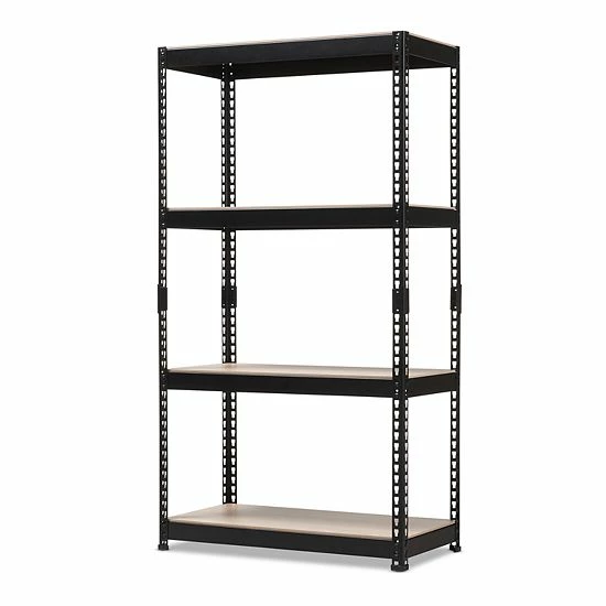 Baxton Studio Cody 3-Shelf Storage Rack Black 2 Baxton Studio Cody 3-Shelf Storage Rack Black - Image 2