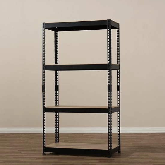Baxton Studio Cody 3-Shelf Storage Rack Black 5 Baxton Studio Cody 3-Shelf Storage Rack Black - Image 5