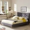 Baxton Studio Hannah Mid-Century Modern Platform Bed Dark Gray