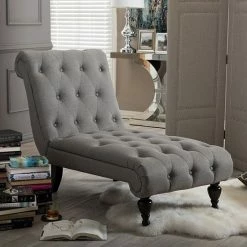 Baxton Studio Layla Mid-Century Modern Chaise Lounge