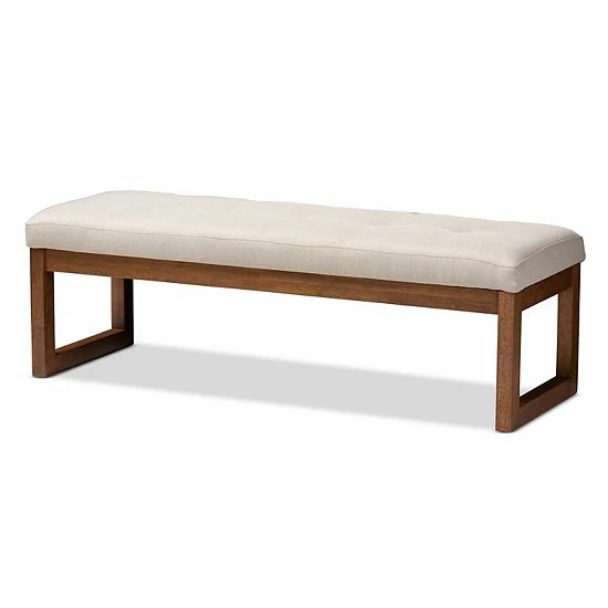 Baxton Studio Caramay Padded Bench Beige Khaki 1 Baxton Studio Caramay Padded Bench Beige Khaki