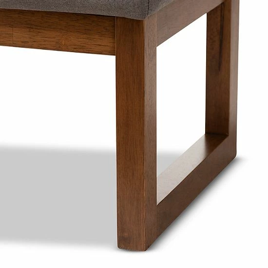 Baxton Studio Caramay Padded Bench Beige Khaki 5 Baxton Studio Caramay Padded Bench Beige Khaki - Image 5