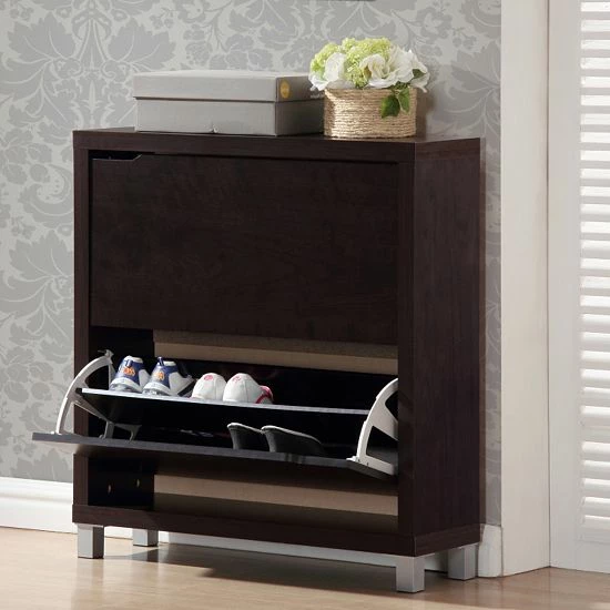 Baxton Studio Simms Shoe Cabinet Brown 6 Baxton Studio Simms Shoe Cabinet Brown - Image 6