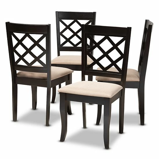 Baxton Studio Verner Dining Chair 4-Piece Set Beige Khaki 6 Baxton Studio Verner Dining Chair 4-Piece Set Beige Khaki - Image 6