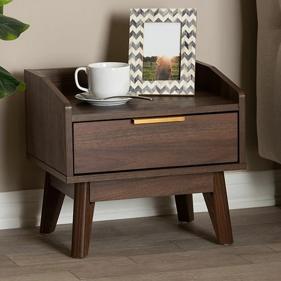 Baxton Studio Lena Medium Brown Nightstand 2 Baxton Studio Lena Medium Brown Nightstand - Image 2