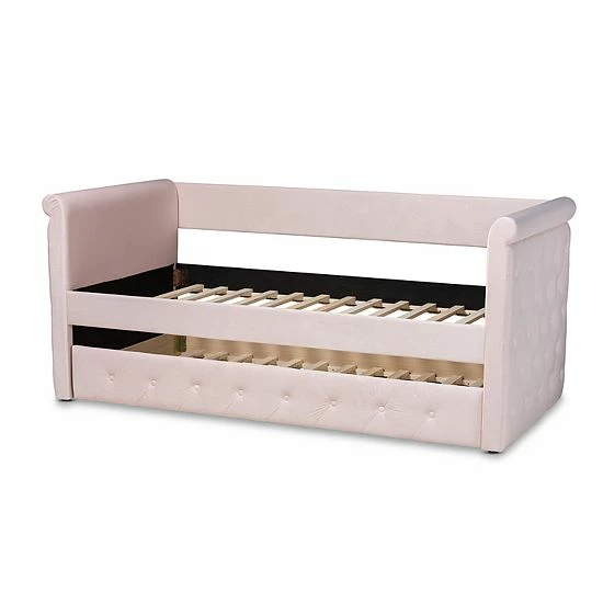 Baxton Studio Amaya Daybed & Trundle Pink 5 Baxton Studio Amaya Daybed & Trundle Pink - Image 5
