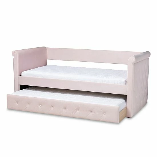 Baxton Studio Amaya Daybed & Trundle Pink 9 Baxton Studio Amaya Daybed & Trundle Pink - Image 9