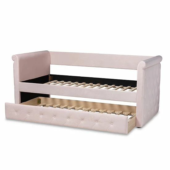 Baxton Studio Amaya Daybed & Trundle Pink 10 Baxton Studio Amaya Daybed & Trundle Pink - Image 10