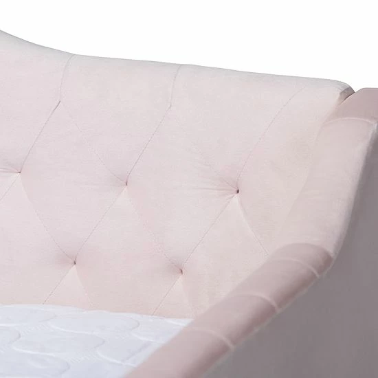 Baxton Studio Perry Daybed & Trundle Light Pink 5 Baxton Studio Perry Daybed & Trundle Light Pink - Image 5