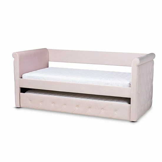 Baxton Studio Amaya Daybed & Trundle Pink 11 Baxton Studio Amaya Daybed & Trundle Pink - Image 11