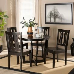 Baxton Studio Elodia Dining Table & Chair 5-piece Set Walnut Brown 15 Baxton Studio Elodia Dining Table & Chair 5-piece Set Walnut Brown -Baxton Studio Sales unnamed file 4673