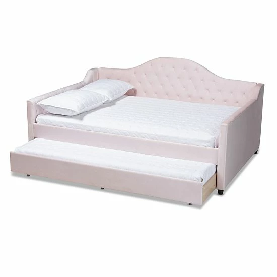 Baxton Studio Perry Daybed & Trundle Light Pink 10 Baxton Studio Perry Daybed & Trundle Light Pink - Image 10