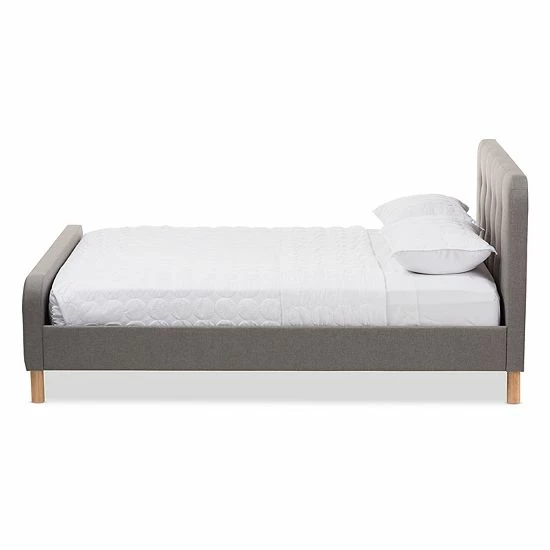 Baxton Studio Mid-Century Upholstered Bed Light Beige 2 Baxton Studio Mid-Century Upholstered Bed Light Beige - Image 2