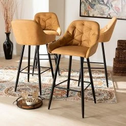 Baxton Studio Catherine Bar Stool 4-piece Set Tan Black 13 Baxton Studio Catherine Bar Stool 4-piece Set Tan Black -Baxton Studio Sales unnamed file 4701