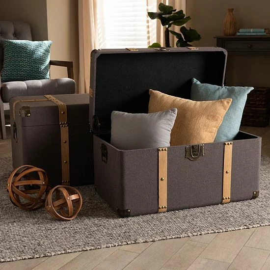 Baxton Studio Stephen Storage Trunk 2-piece Set 3 Baxton Studio Stephen Storage Trunk 2-piece Set - Image 3