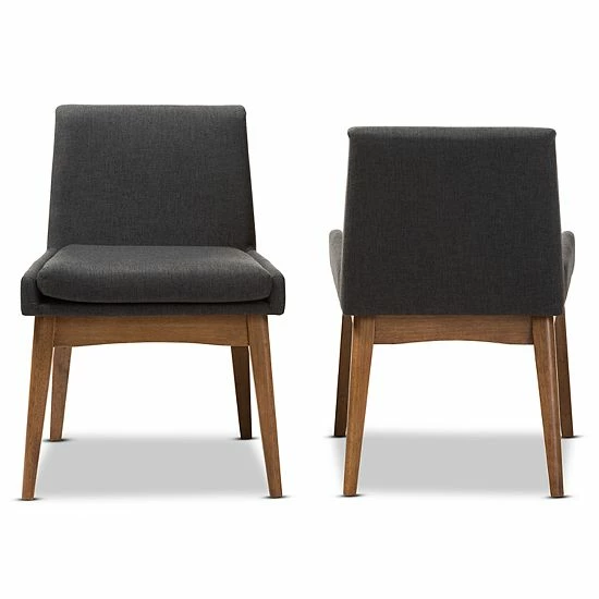 Baxton Studio Mid-Century Dining Chair 2-piece Set Dark Gray 2 Baxton Studio Mid-Century Dining Chair 2-piece Set Dark Gray - Image 2