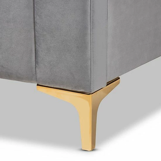 Baxton Studio Nami Platform Bed Light Gray Gold 4 Baxton Studio Nami Platform Bed Light Gray Gold - Image 4