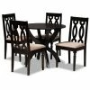 Baxton Studio Mona Dining Table & Chair 5-piece Set Gray Walnut Brown