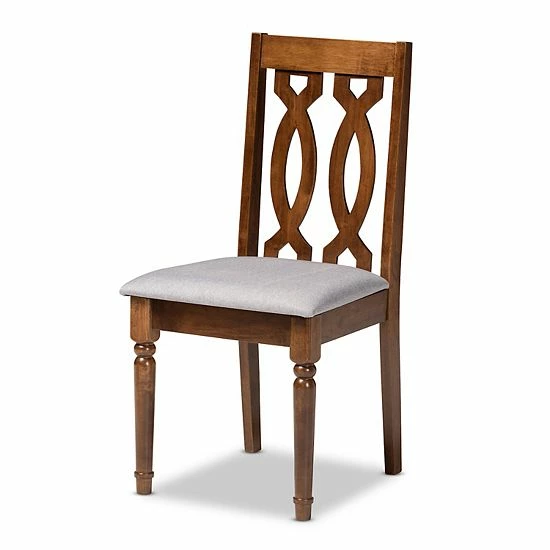 Baxton Studio Mona Dining Table & Chair 5-piece Set Gray Walnut Brown 2 Baxton Studio Mona Dining Table & Chair 5-piece Set Gray Walnut Brown - Image 2