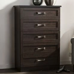 Baxton Studio Colburn 5-Drawer Tallboy Dresser